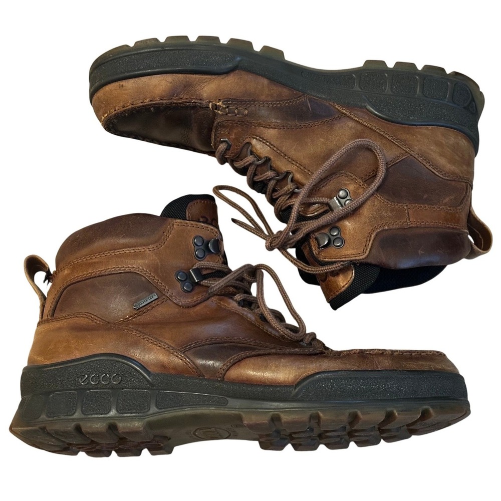 ECCO Brown Leather Track II High GORE-TEX Hiking Boots Men's 10